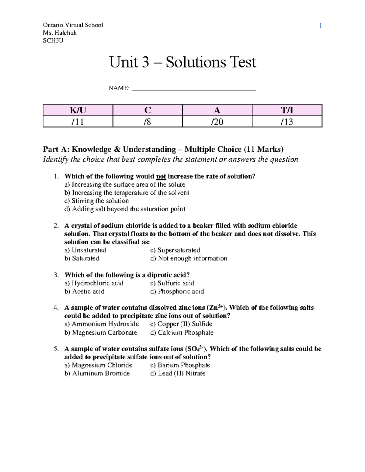 1595980547-Unit 3 - Solutions Test - Ms. Halchuk SCH 3 U 1 Unit 3 ...
