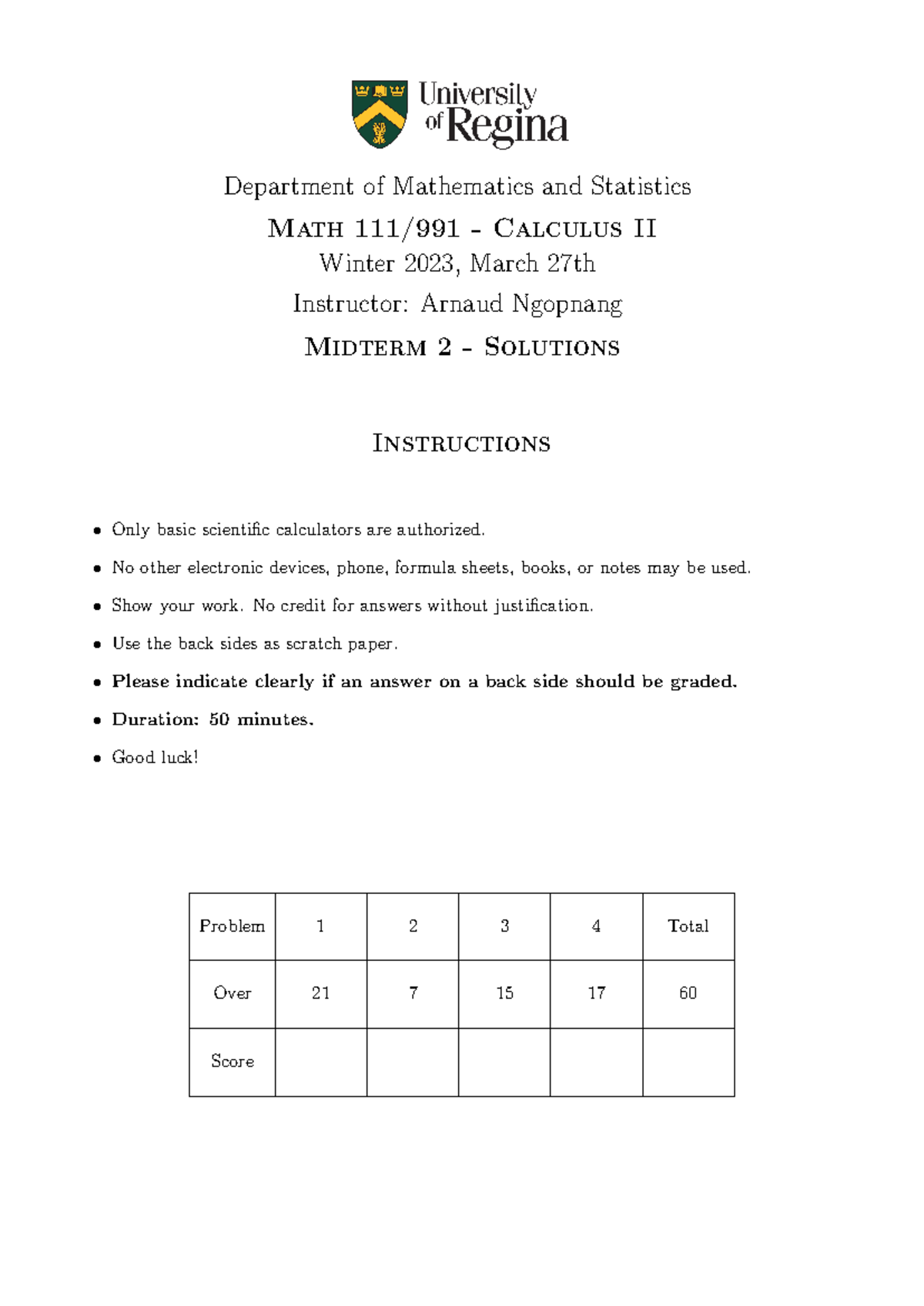W2023 - Midterm 2 - Sol - Department of Mathematics and Statistics Math ...