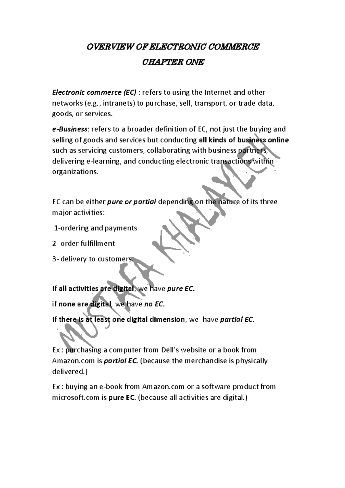 E-commerce - Lecture Notes (EC 101): Overview & Key Concepts - Studocu