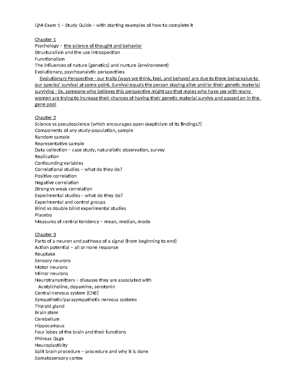 Exam 1 Study Guide: Psychology Concepts & Examples - PSY 101 - Studocu