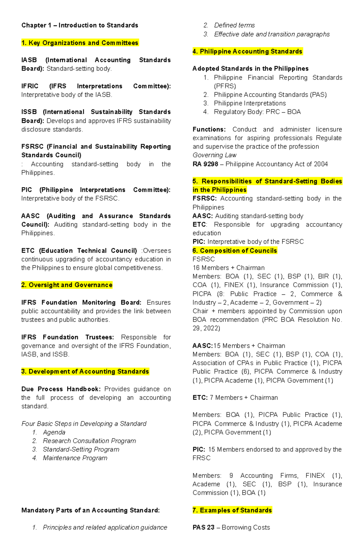 CFAS 101 Notes - Midterm on Accounting Standards and Frameworks - Studocu