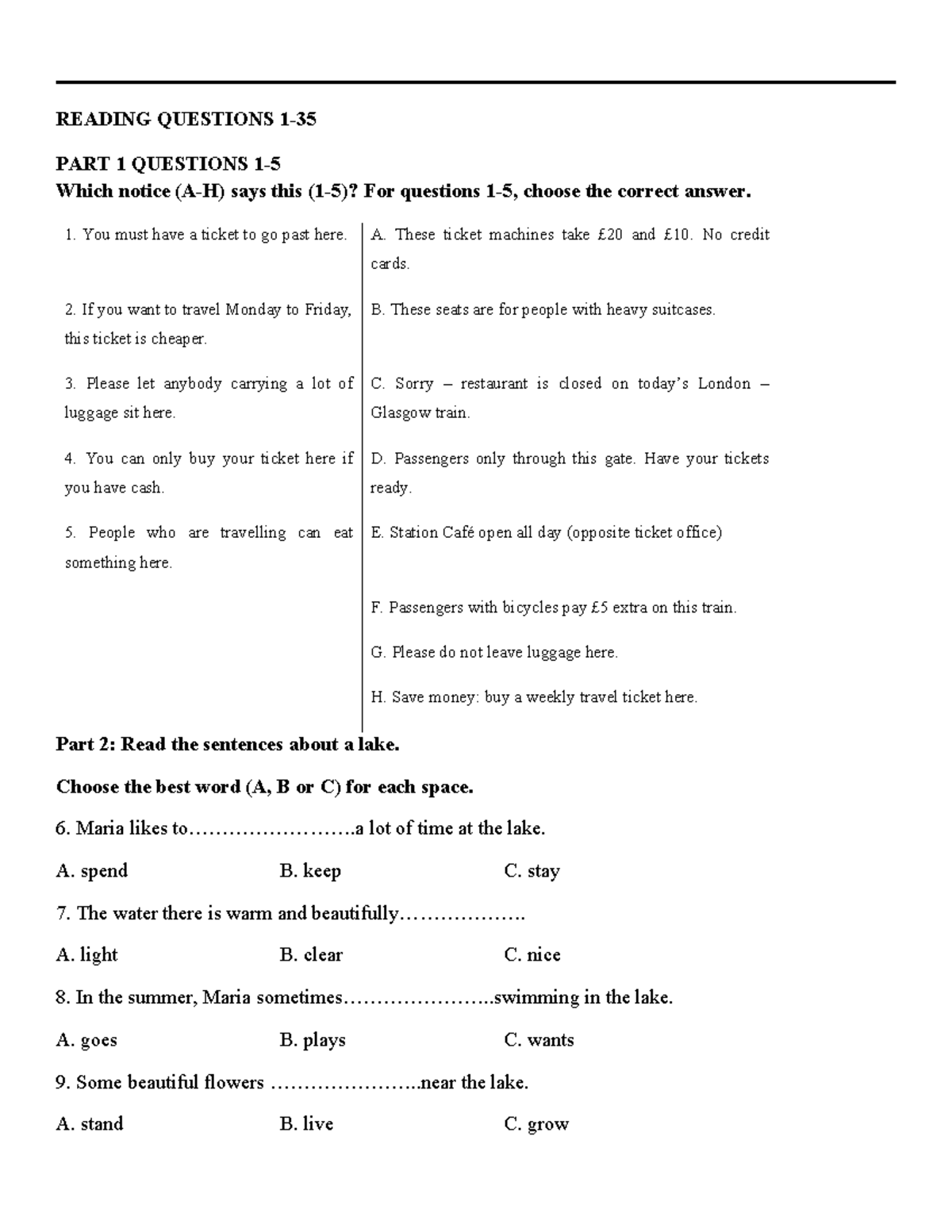 E1-RW2 - Reading Comprehension Practice Questions - Studocu