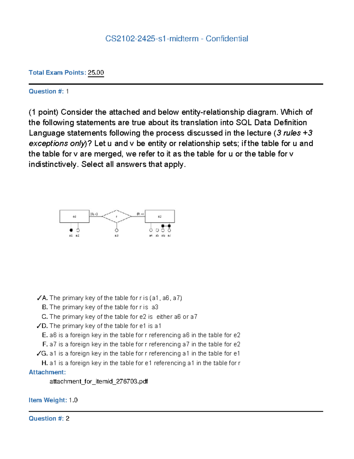 CS2102 Midterm Exam: SQL DDL Translation Questions and Answers - Studocu