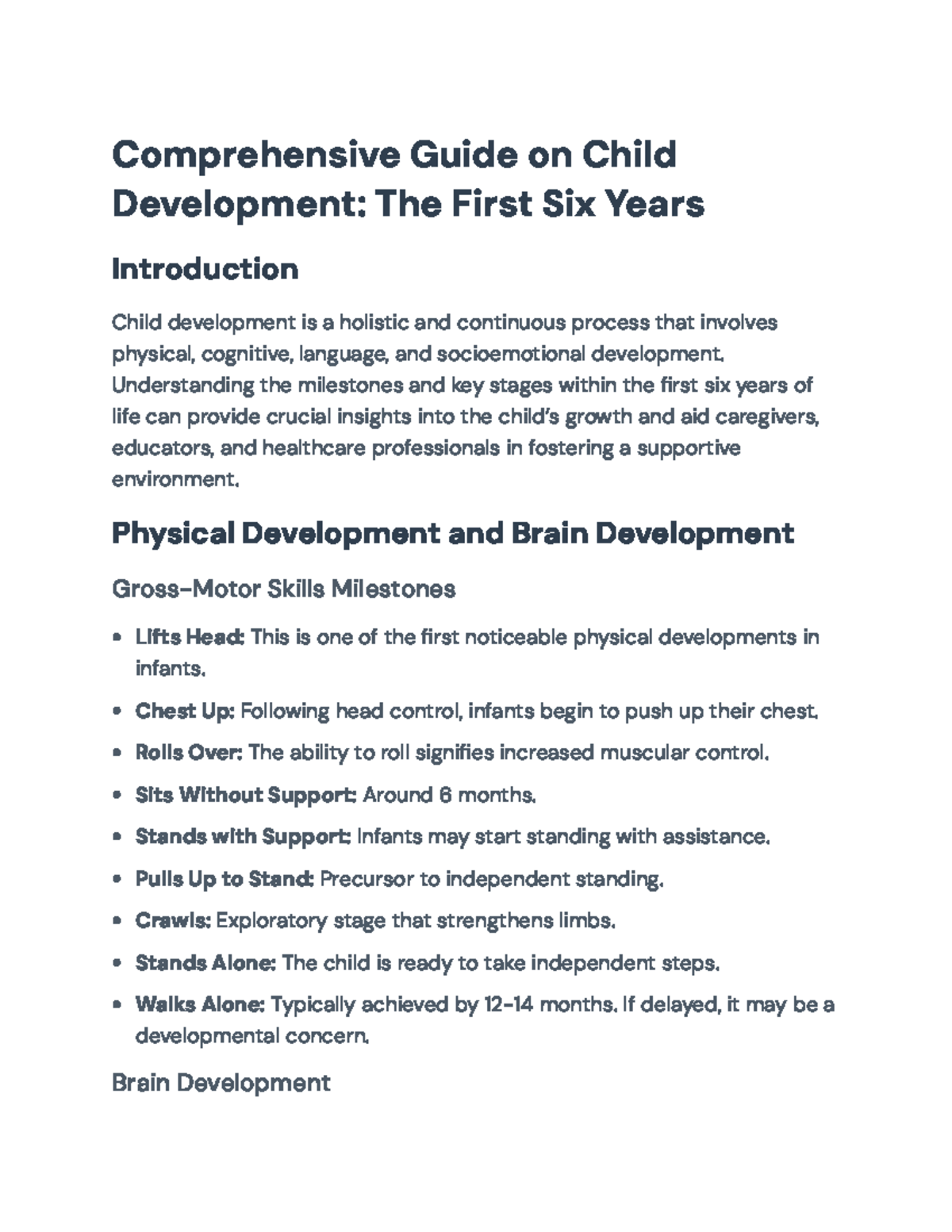 Comprehensive Guide on Child Development: Birth to 6 Years ...