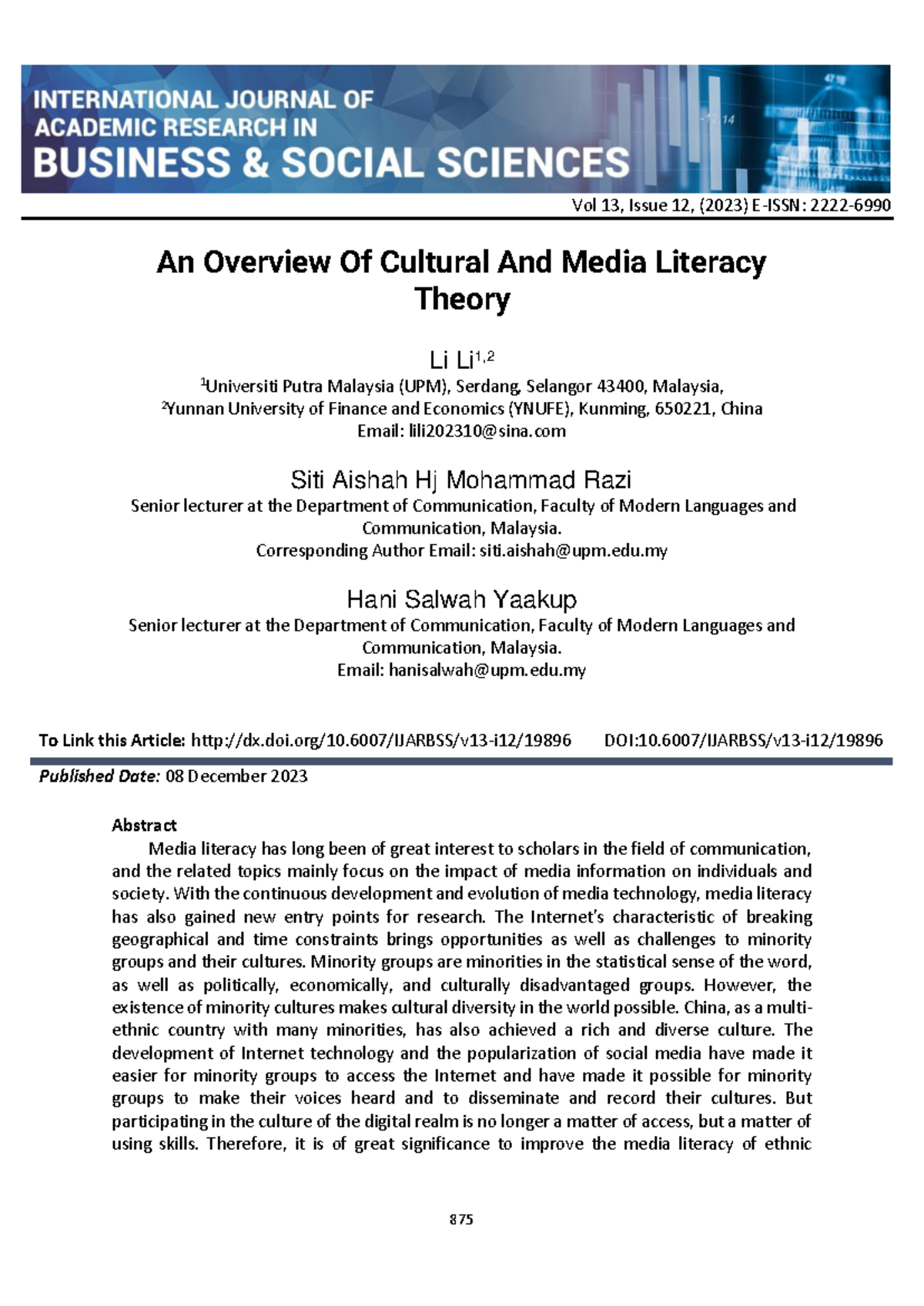 Cultural and Media Literacy Theory Overview: Insights and Implications ...