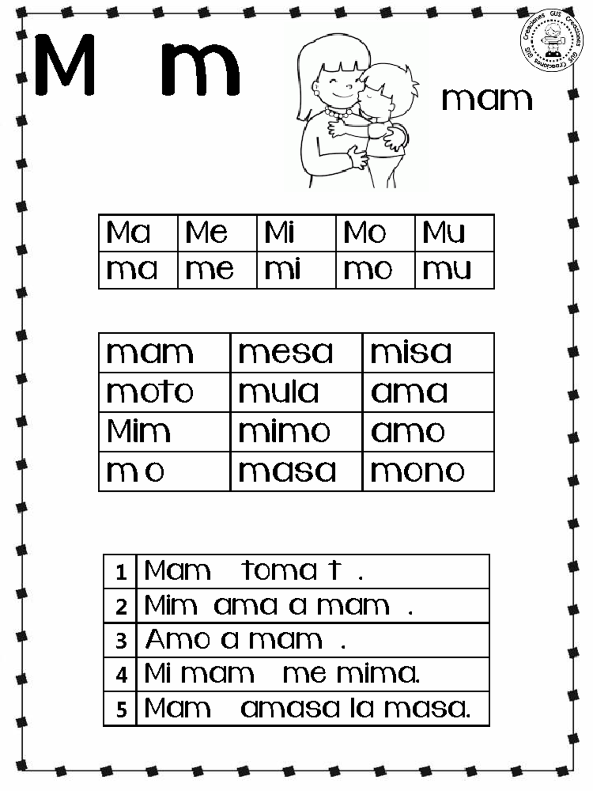 Cuadernillolecto.pdf · versión 1 - M m mamá mamá mesa misa moto mula ...