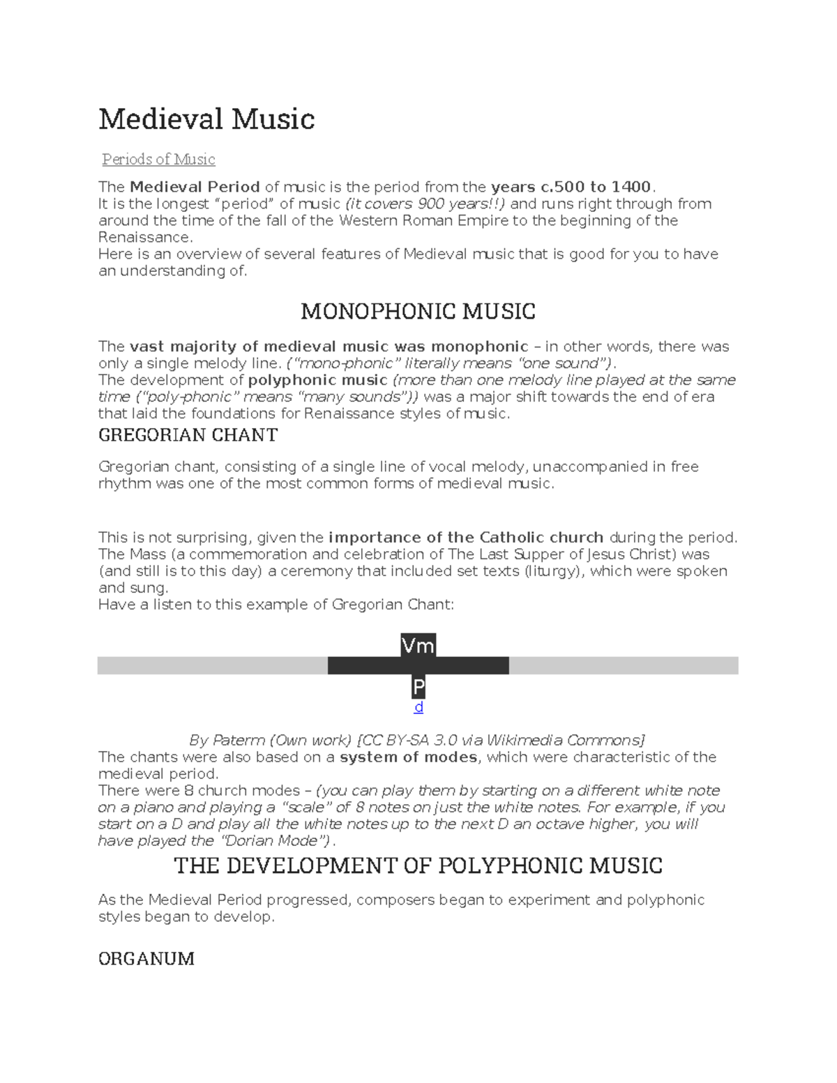 Medieval Music: An Overview of Development from c.500 to 1400 - Studocu