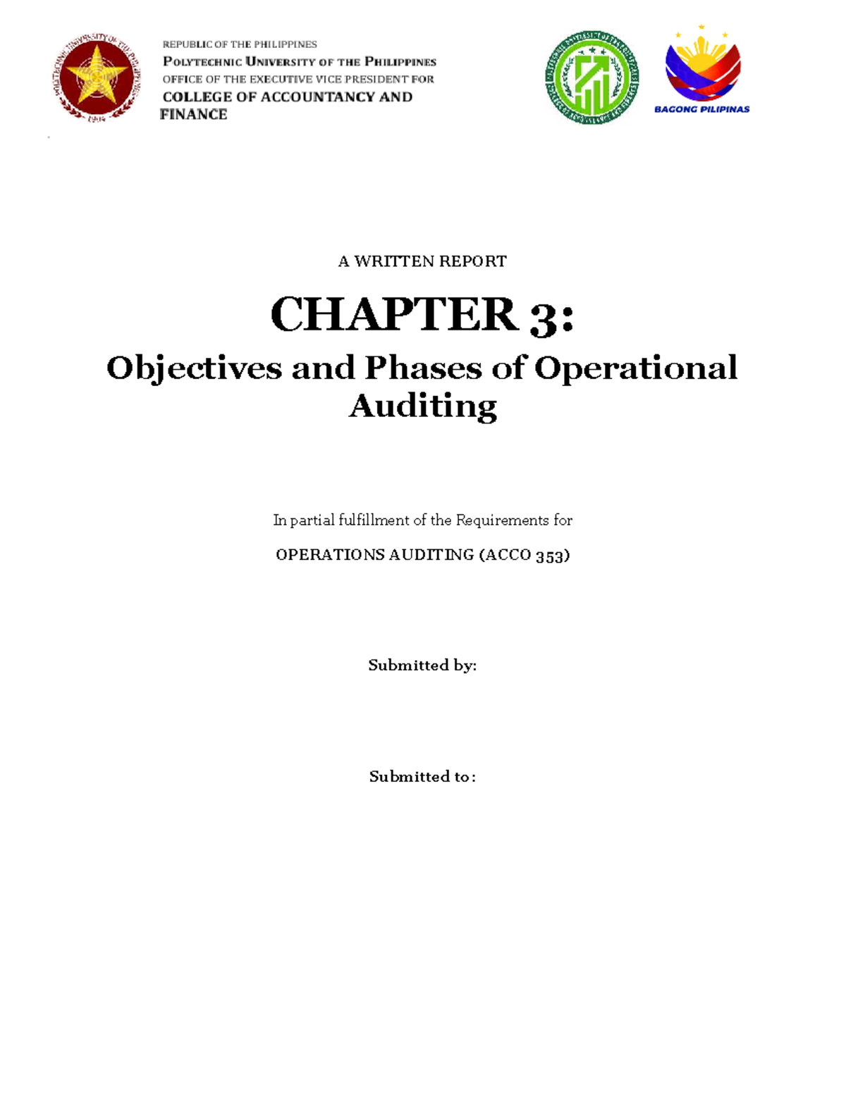 Chapter 3: Objectives & Phases of Operational Auditing (ACCO 353) - Studocu