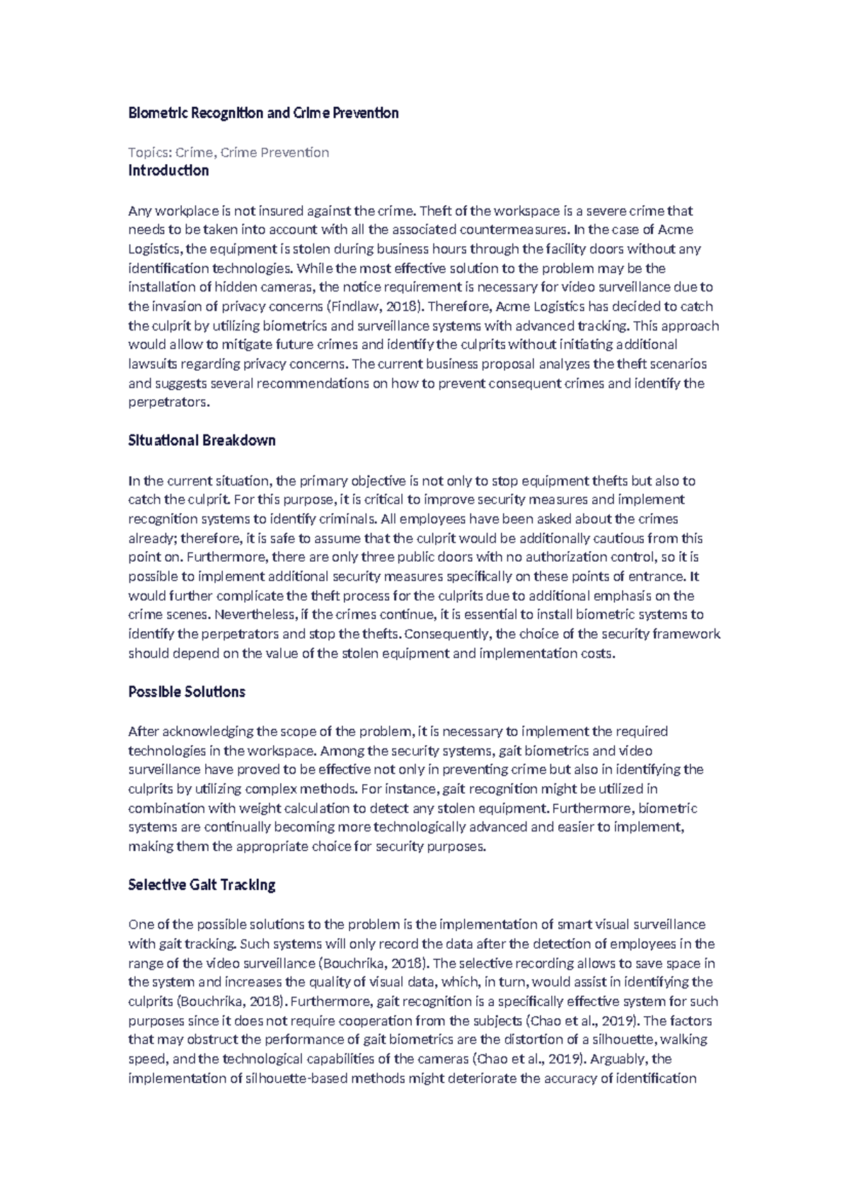 Biometric Recognition & Crime Prevention Strategies: A Proposal - Studocu