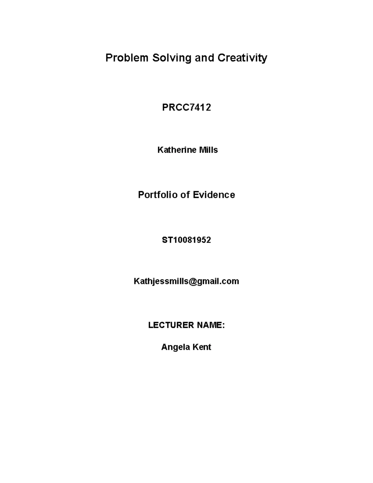 PRCC7412 MO - Problem Solving & Creativity Module Outline 2024 - Studocu