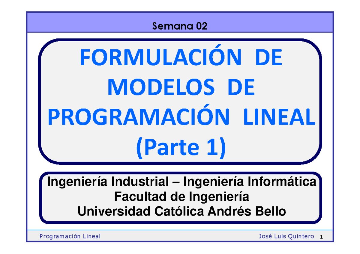 Formulacion De Modelos De Programacion Lineal www.studocu.com