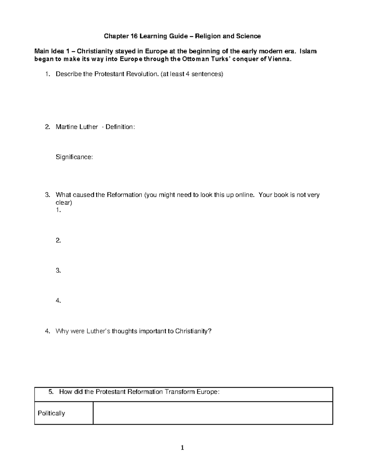 Chapter 16 Learning Guide – The Intersection of Religion and Science ...
