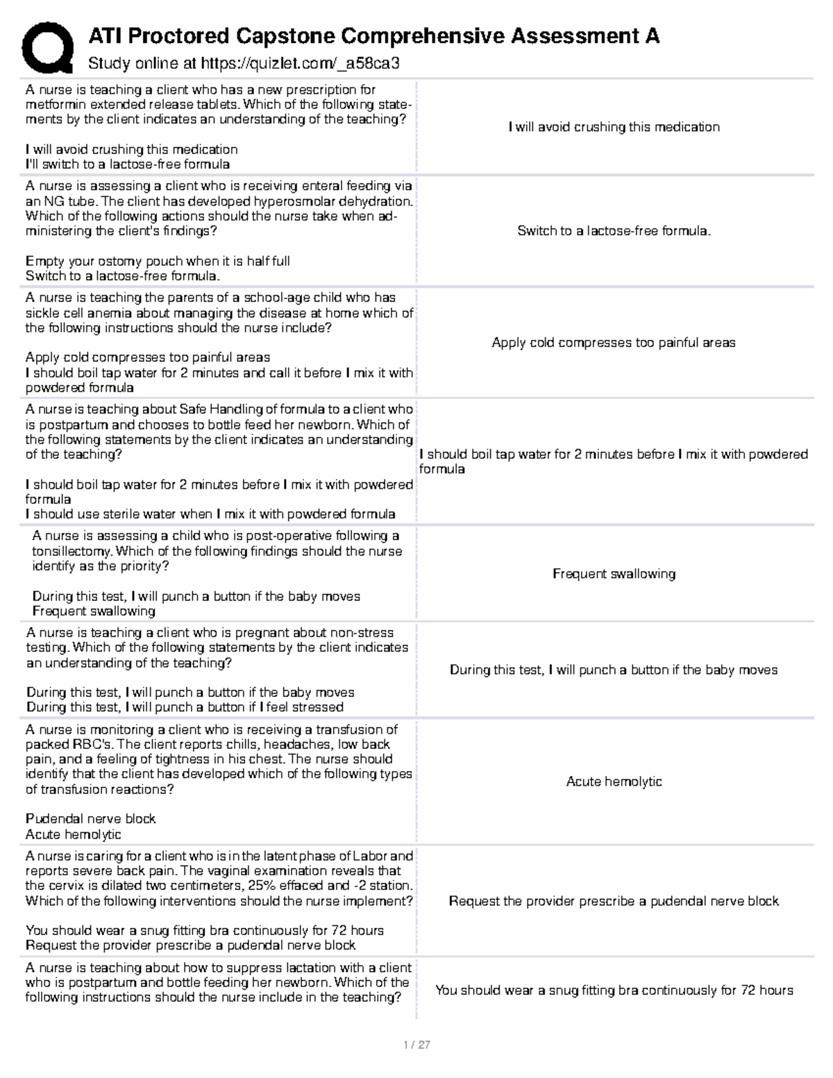 ATI Proctored Capstone Comprehensive Assessment Study Guide - Studocu