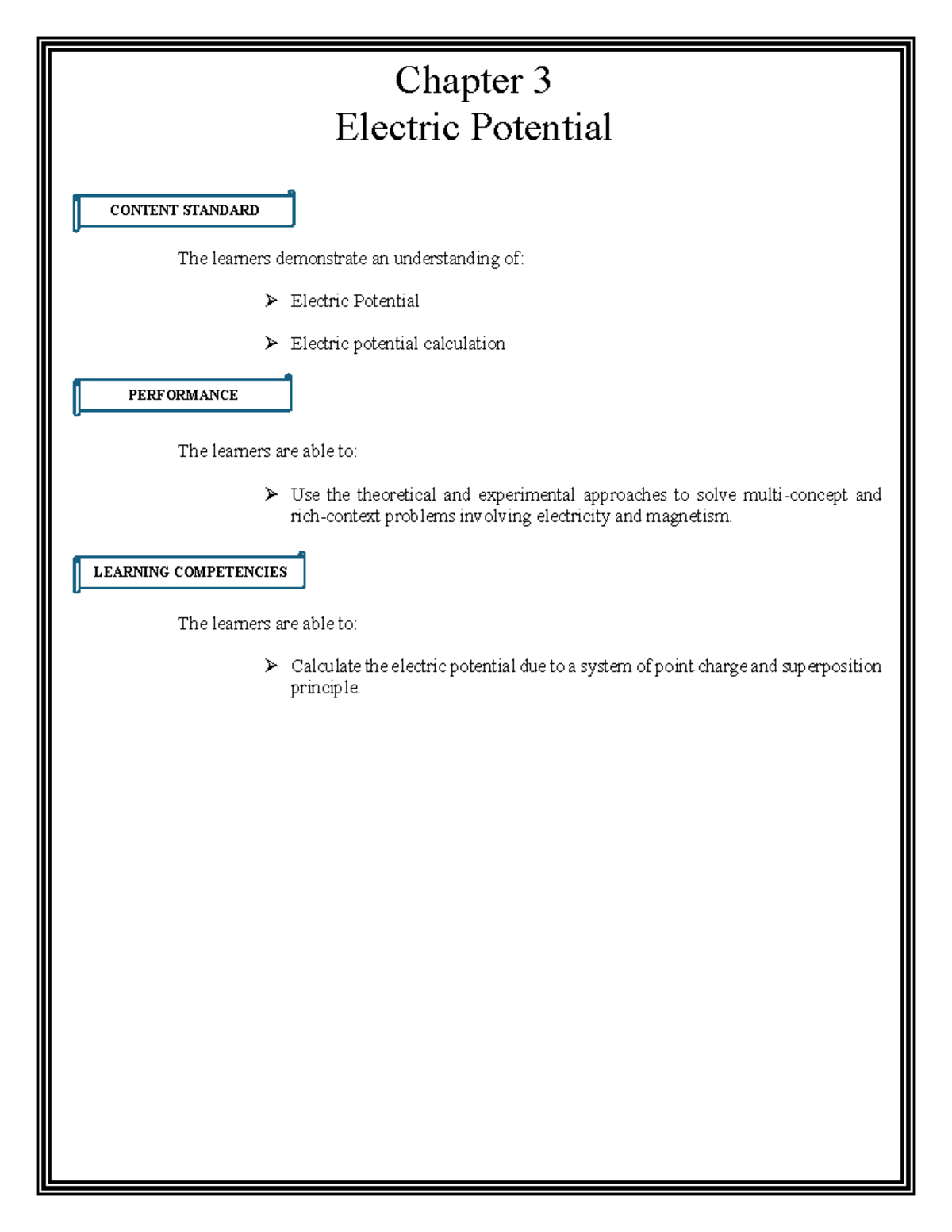 Chapter 3: Electric Potential Concepts and Calculations - General ...