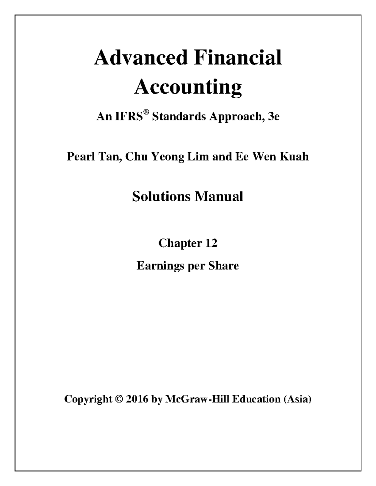 Advanced Financial Accounting Solutions Manual: Chapter 12 EPS (FIN301 ...