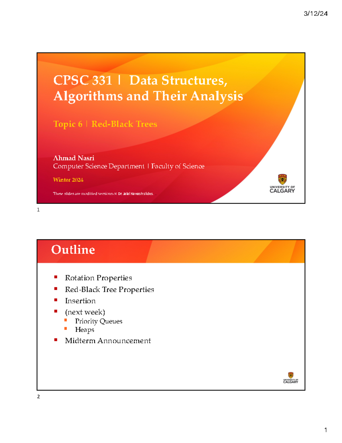 6 - Red:Black Trees - GOOD LECTURE NOTES - CPSC 331 | Data Structures ...
