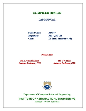 Compiler Design Lab - cd manual - COMPILER DESIGN LABORATORY MANUAL AND ...