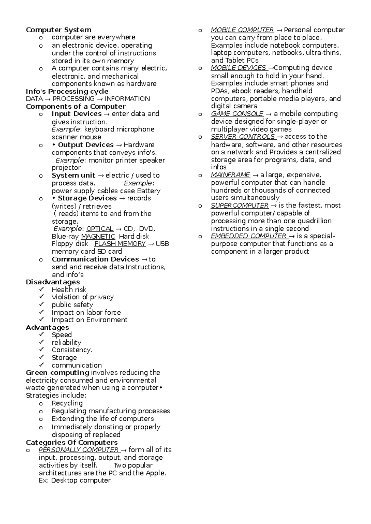 2 - Statistics: Overview of Computer Systems & Their Processing Cycle ...