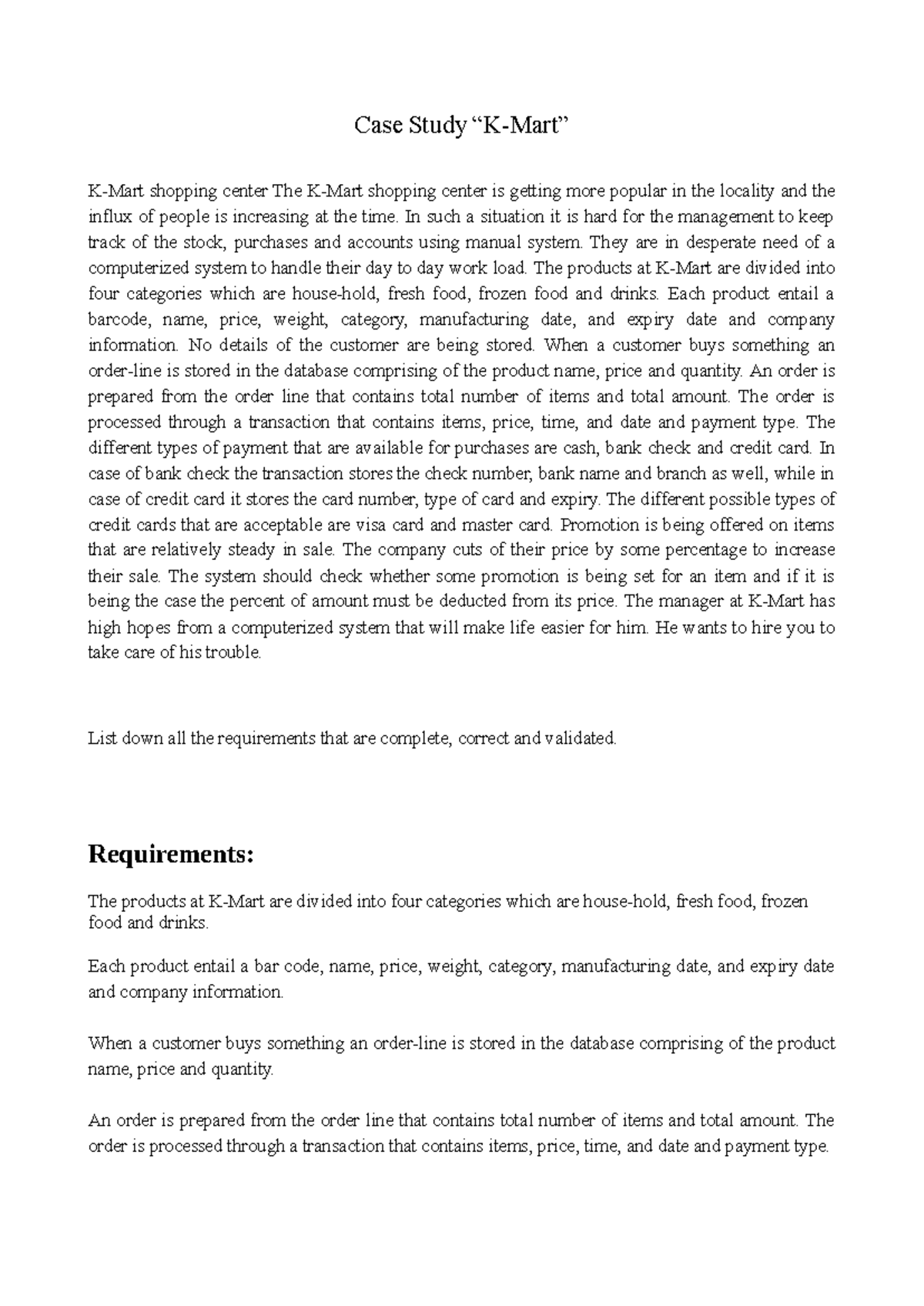 Assignment 1 - K-Mean - Case Study “K-Mart” K-Mart shopping center The ...