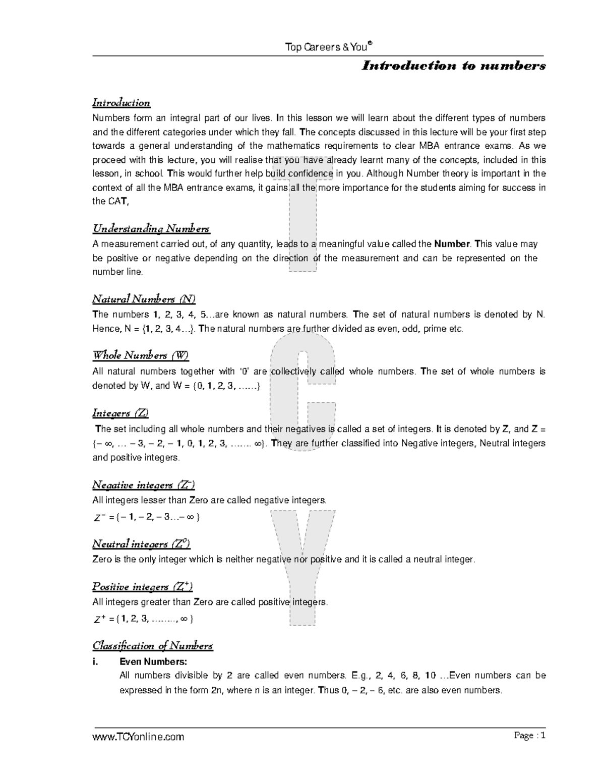 Introduction to Numbers: Key Concepts for MBA Entrance Exams - Studocu