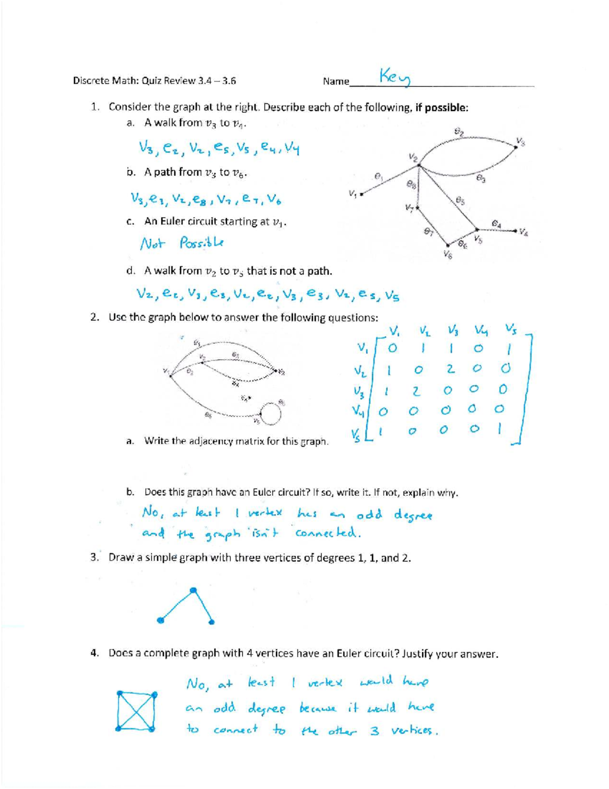 Discrete Math: Quiz Review 3.4 - 3.6 Answer Key - Studocu