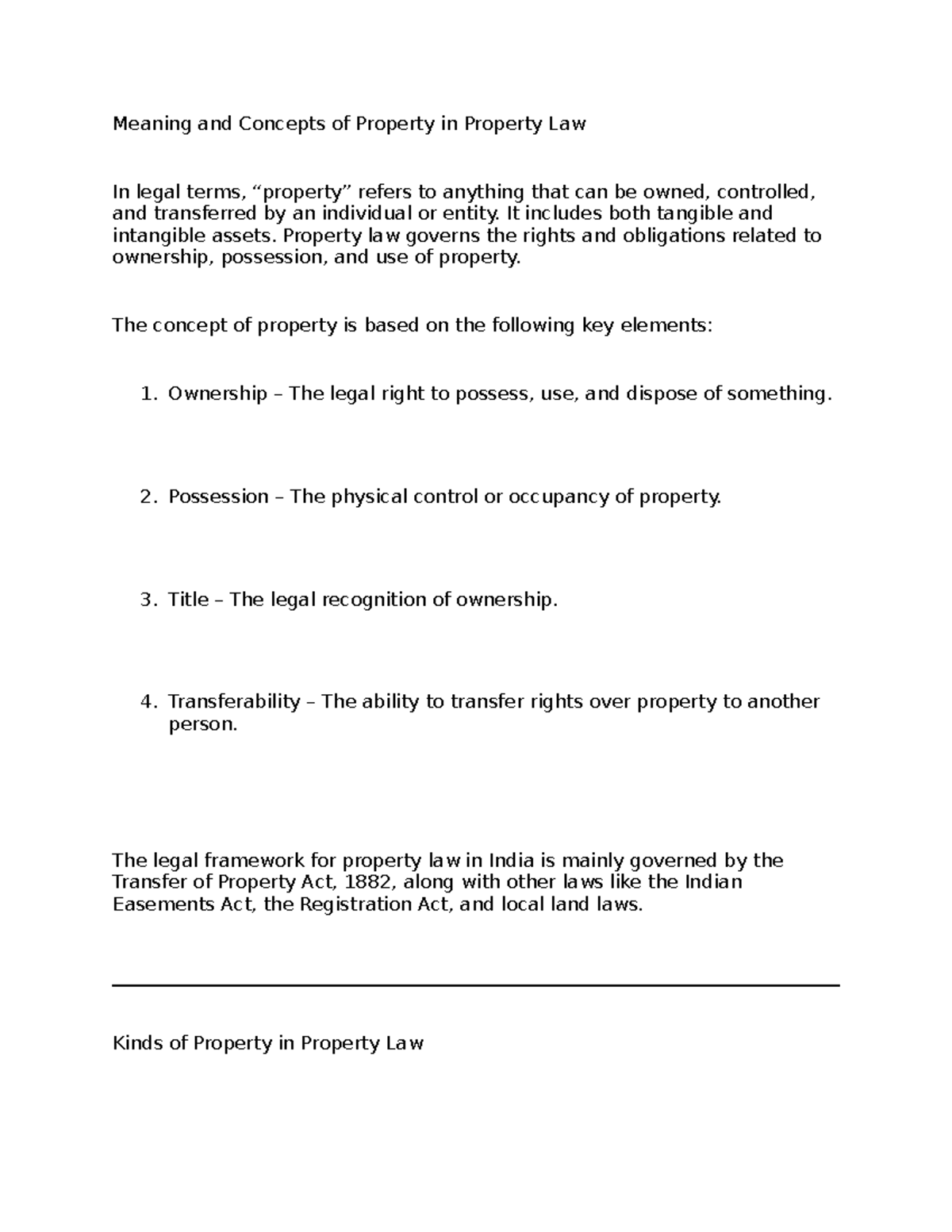 Meaning and Concepts of Property Law (LLB) - Key Elements and Types ...
