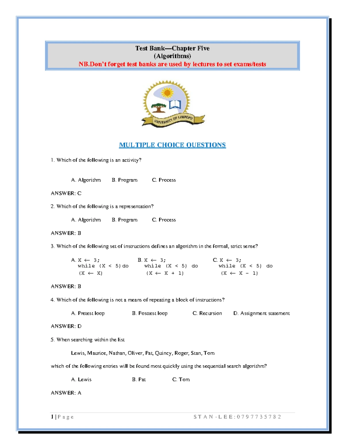 SCSC011 Final Exam 2024 Multiple Choice & Short Answer Questions - Studocu
