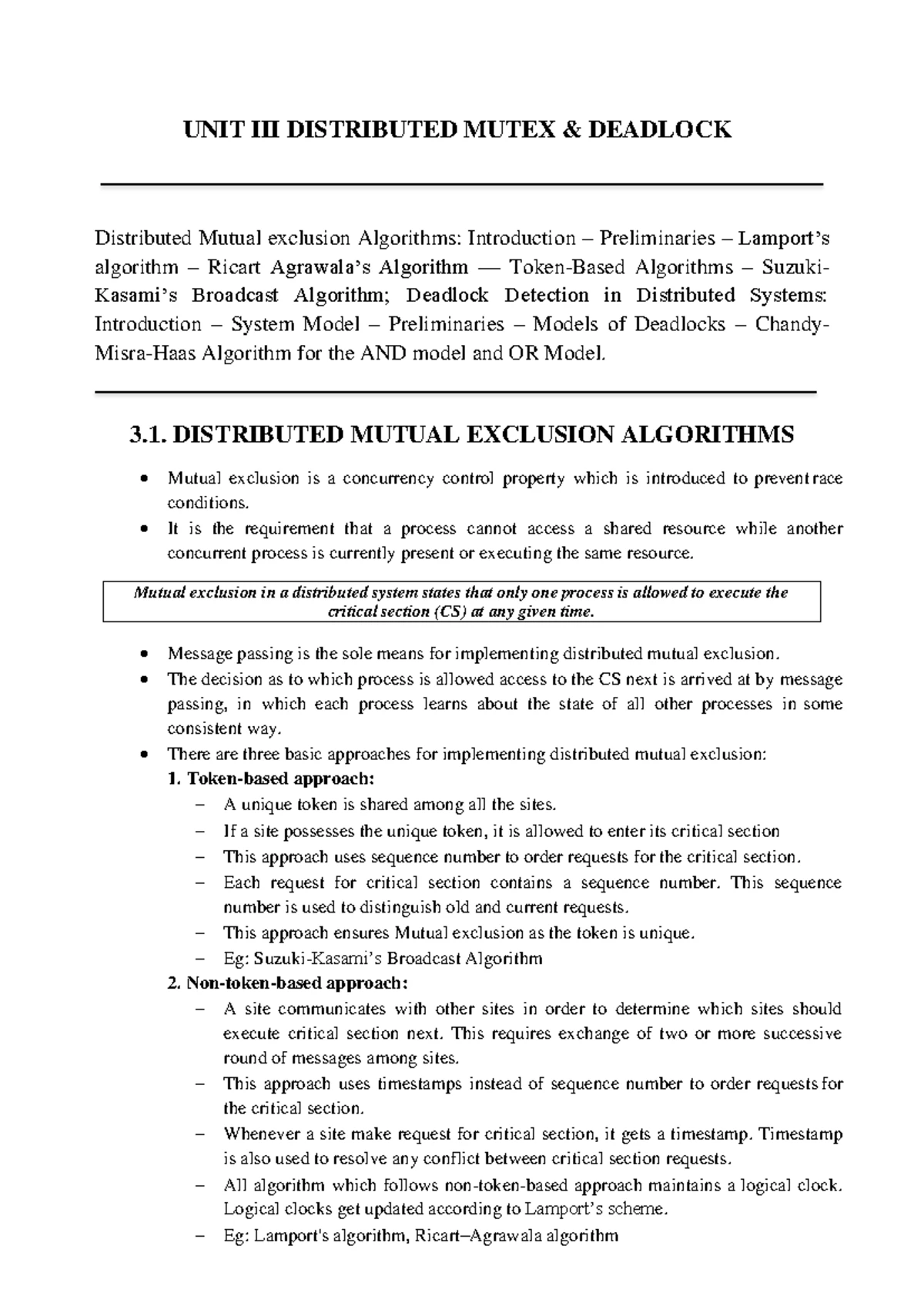 CS3551 DC Unit I Notes - Text book - DEPARTMENT OF COMPUTER SCIENCE AND ...