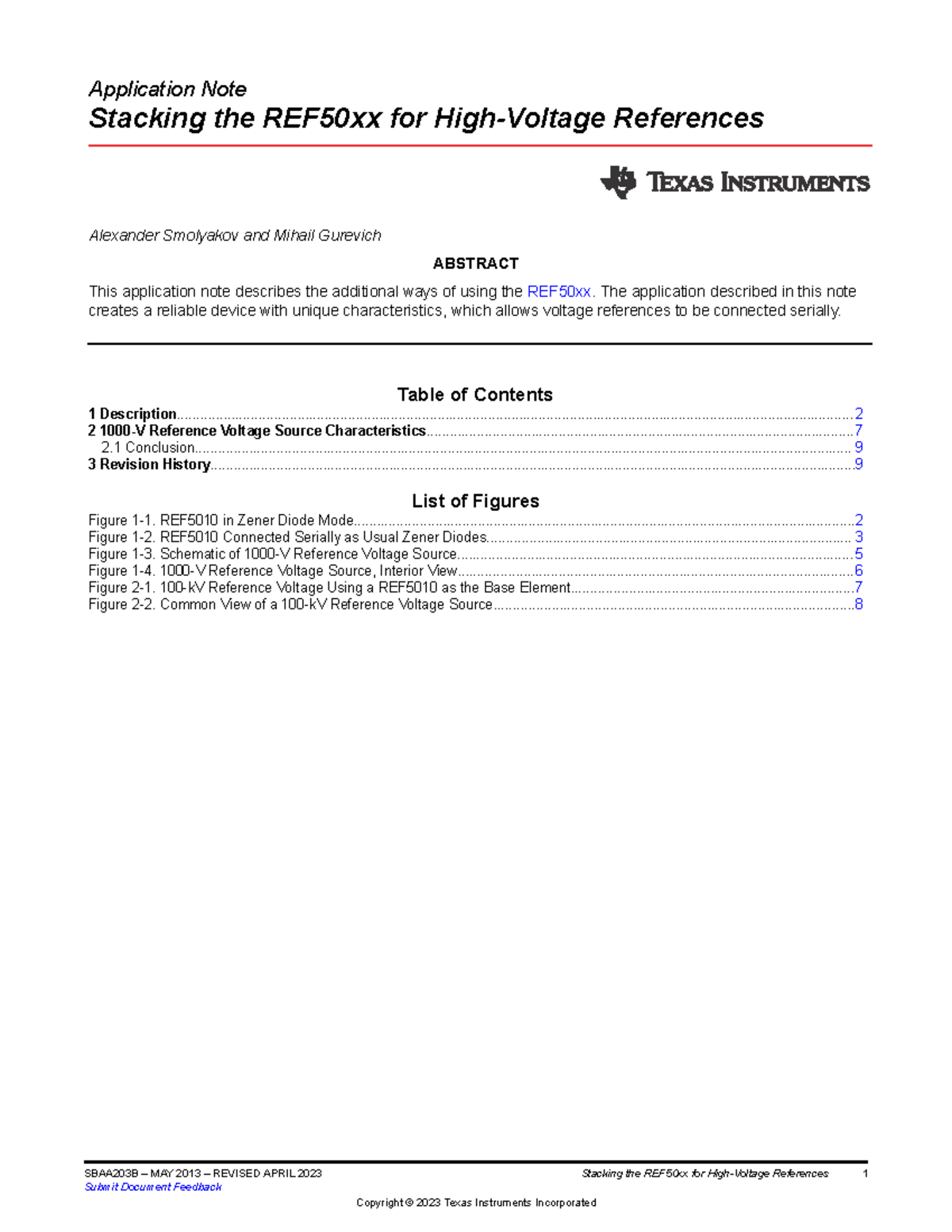 Stacking REF50xx Voltage References: Application Note SBAA203B - Studocu