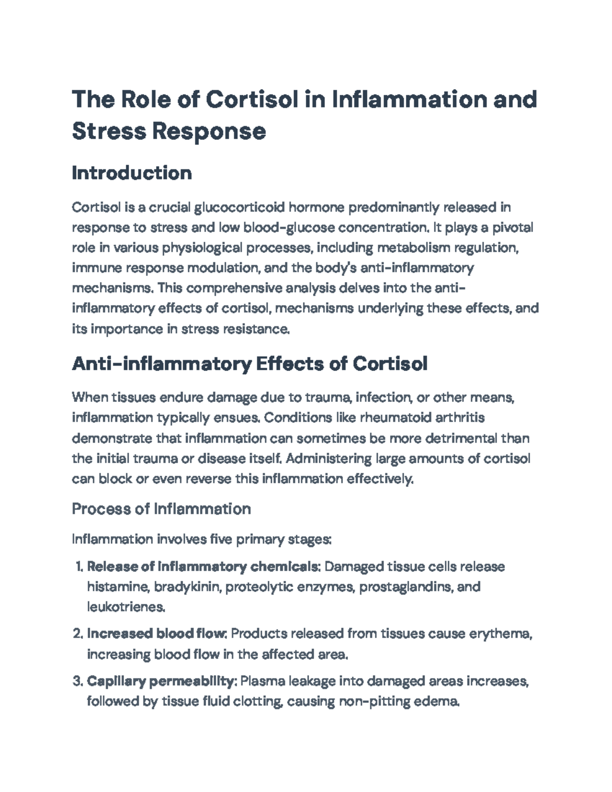 Cortisol's Role in Inflammation & Stress Response: A Detailed Study ...