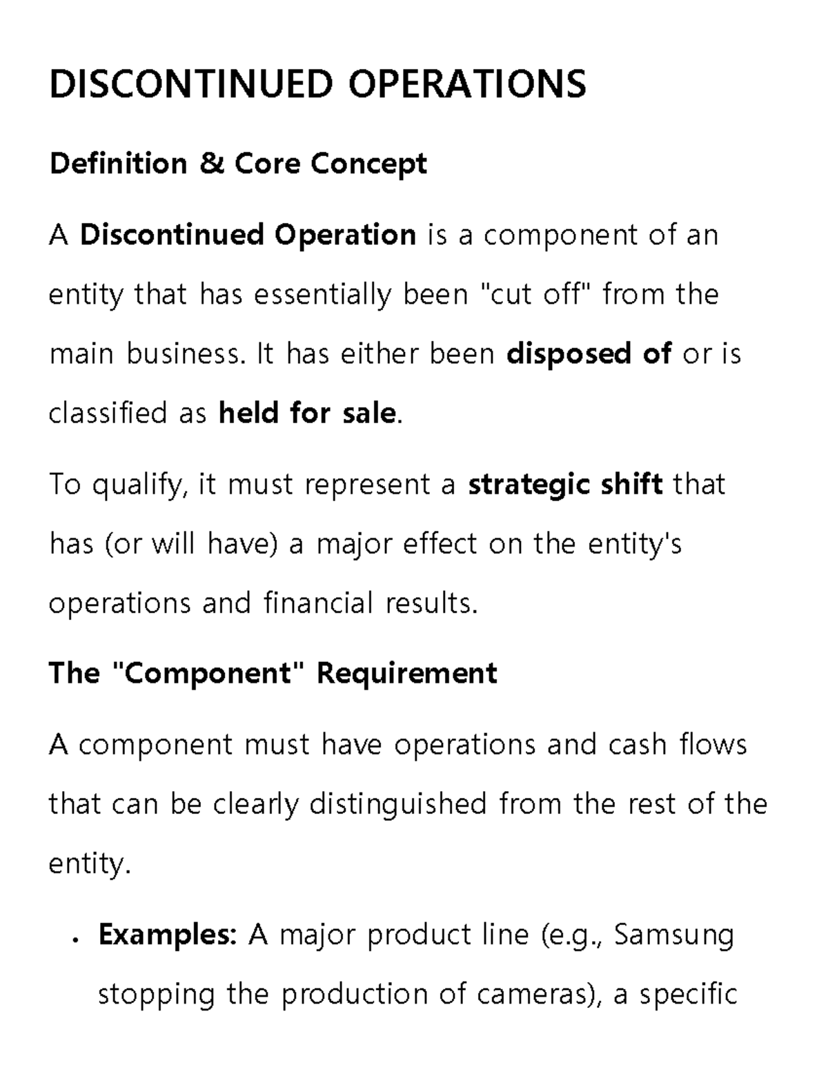 Discontinued Operations: Definition and Financial Implications - Studocu