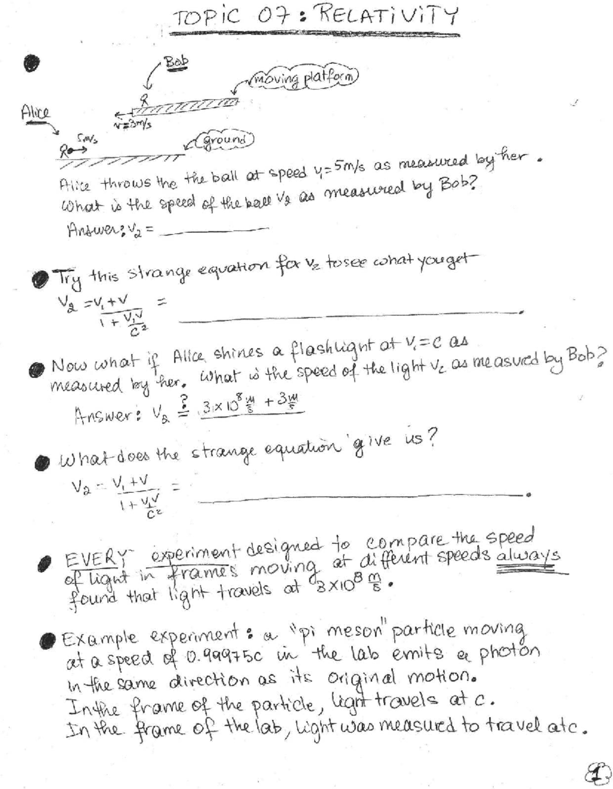 Topic 07: Relativity Class Notes and Key Concepts - Studocu