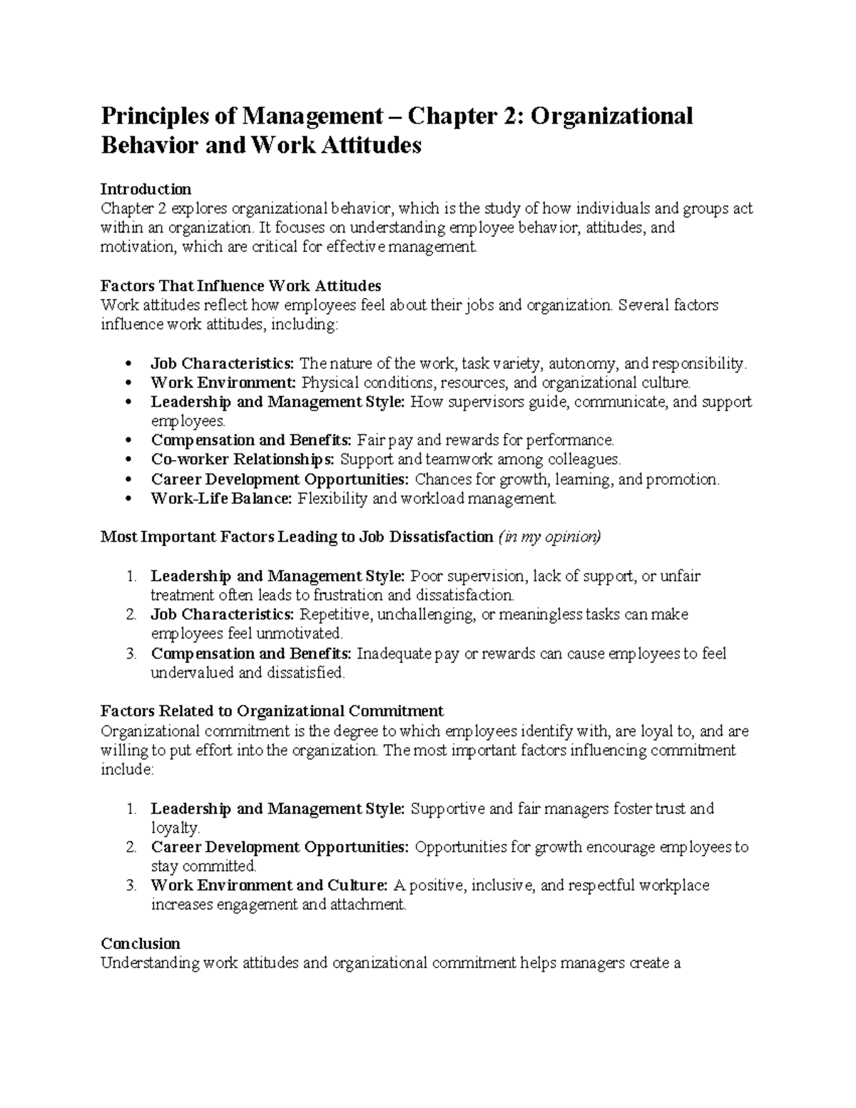 Principles of Management (MGT101) Chapter 2: Org Behavior & Work ...