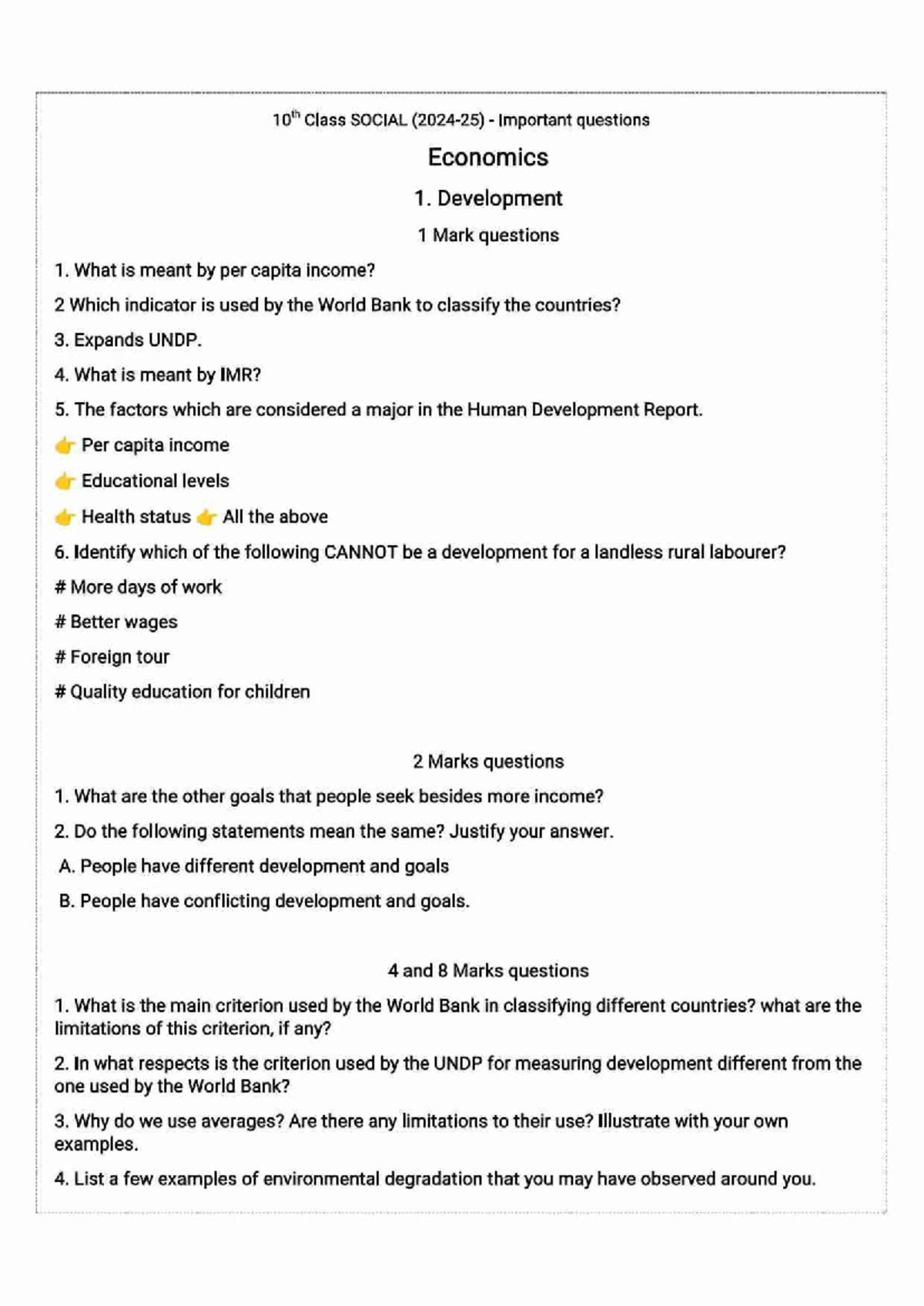 Social Studies All parts Imp questions - 10th Class SOCIAL Important ...