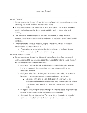 Demand and Supply - Study Notes & Assignments - Studocu
