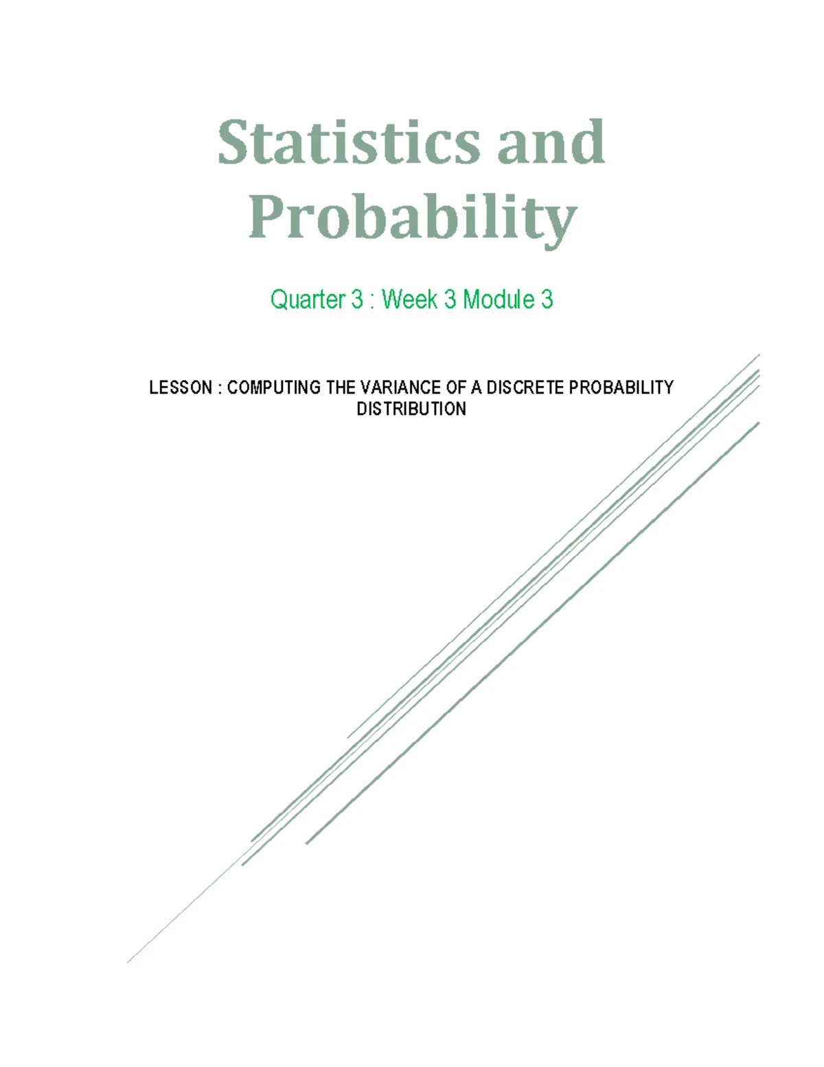 Statistics and Probability Q3: Week 2 Lesson on Mean of Discrete ...