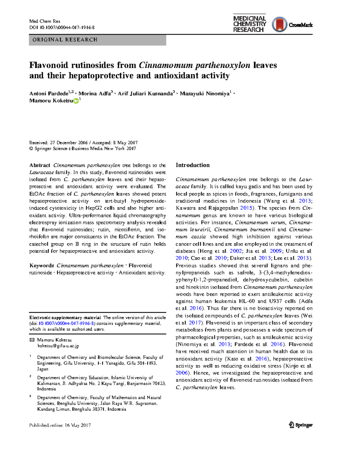 Pardede 2017 - Research - Med Chem Res DOI 10/s00044-017-1916 ...