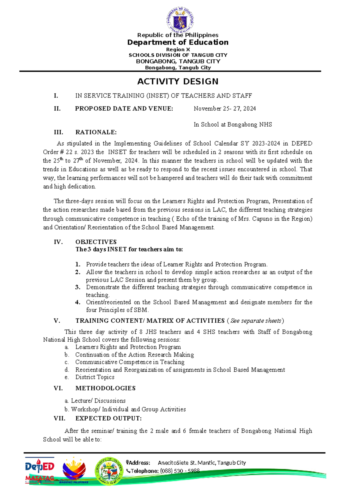 Inset PLAN - Address: AnecitoSiete St. Mantic, Tangub City Department ...