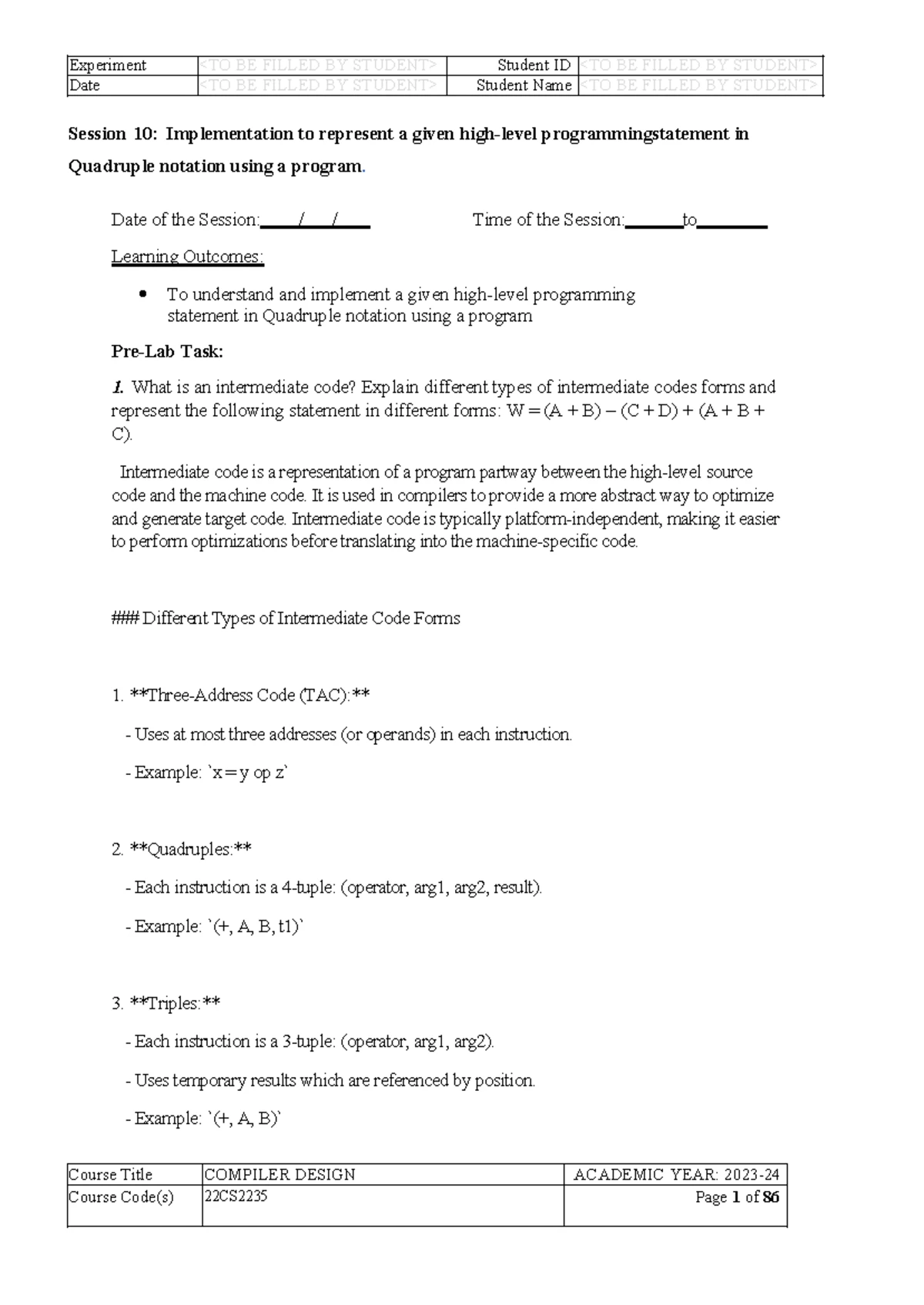 CD EXP-11 - it is practical of compiler design .it help to write lab ...
