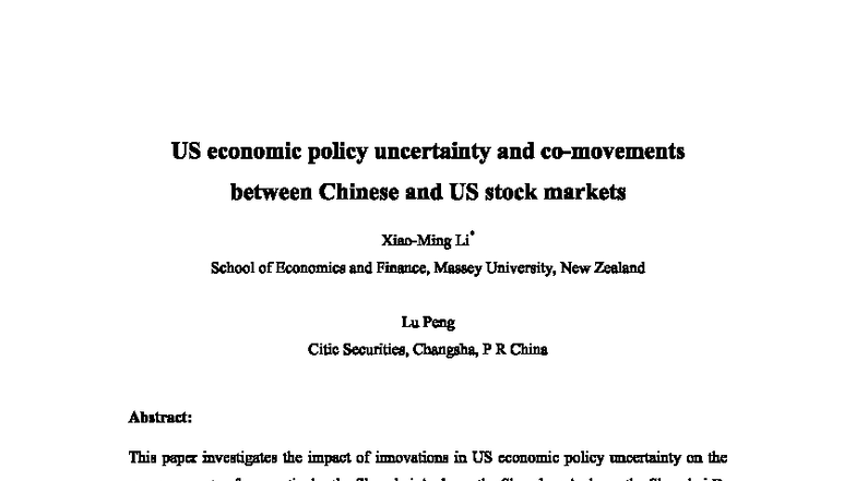 US Economic Policy Uncertainty and Stock Market Co-Movements: A Study ...