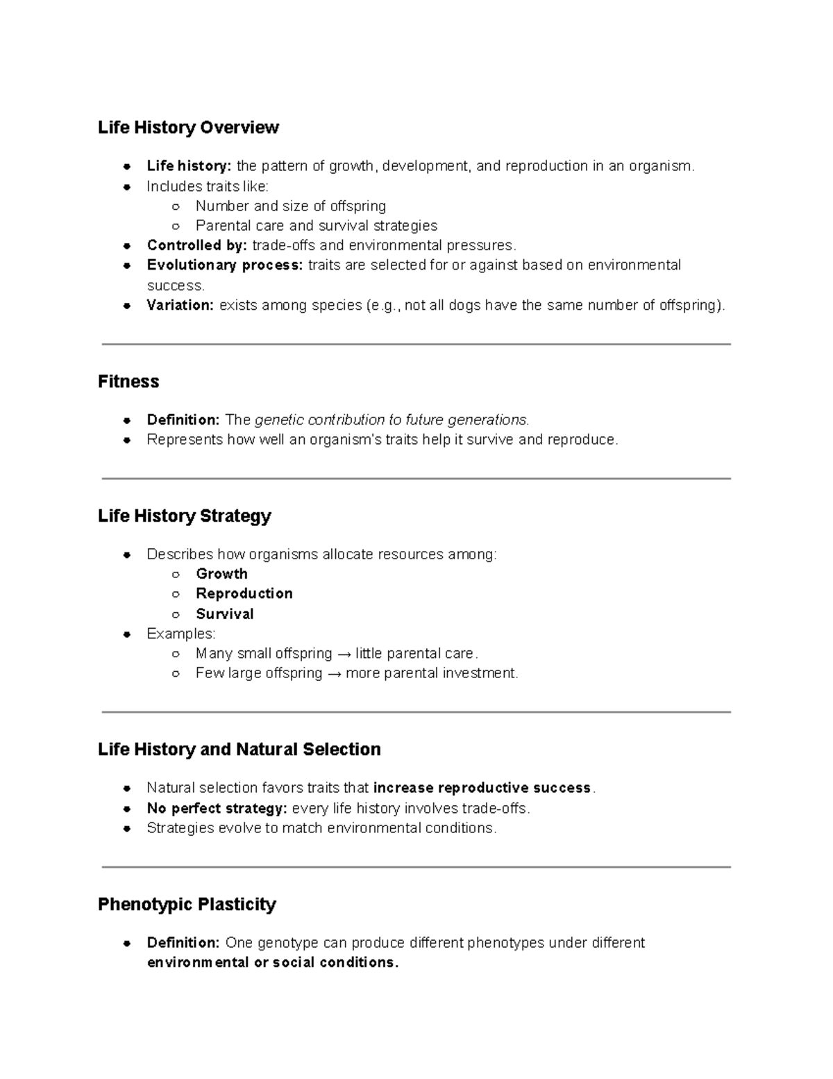 Life History Strategies in Ecology: Concepts & Examples (BIO 101) - Studocu