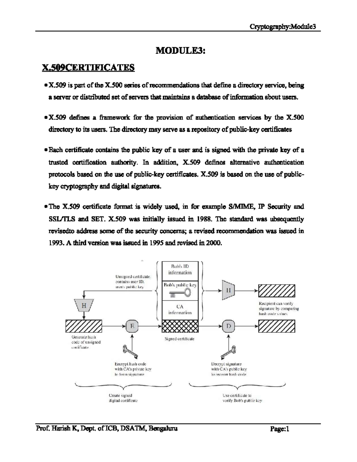 CNS-Module 3: X.509 Certificates Overview and Key Concepts - Studocu