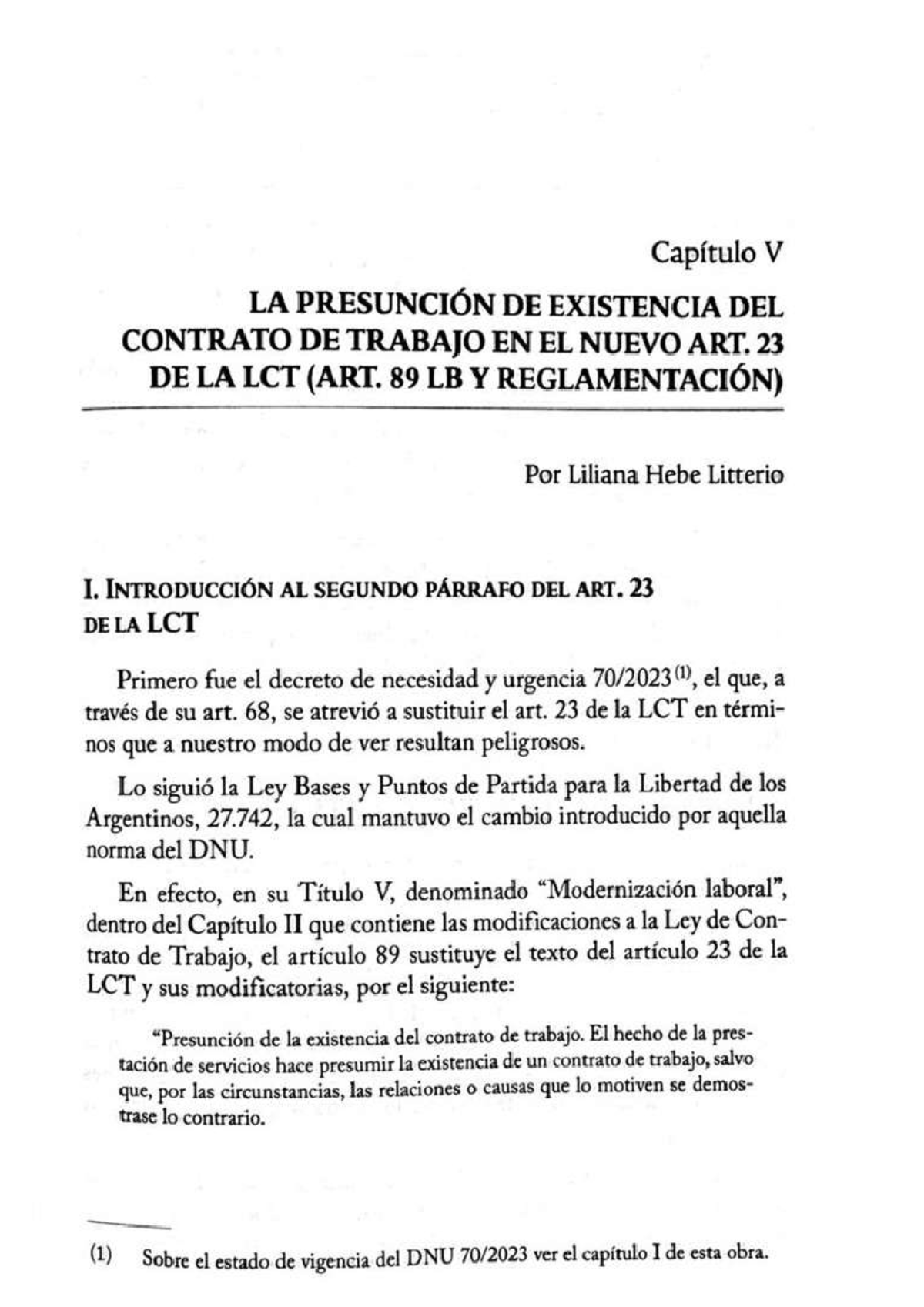 Modificaciones del Art. 23 de la LCT: Presunción de Contrato de Trabajo ...
