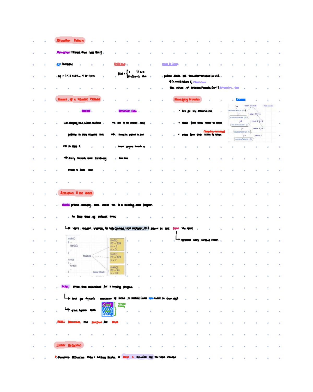 Recursion Notes: Understanding Recursive Methods and Patterns - Studocu