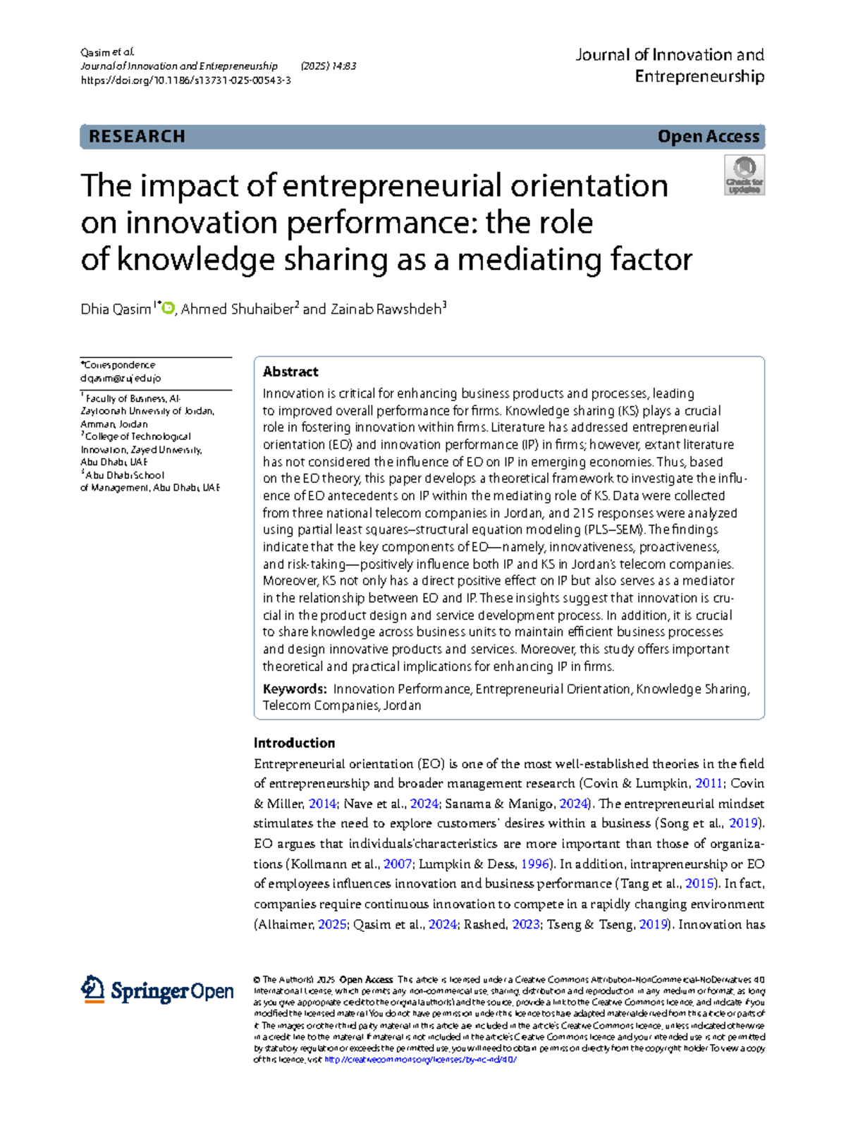 The Impact of Entrepreneurial Orientation on Innovation Performance in ...