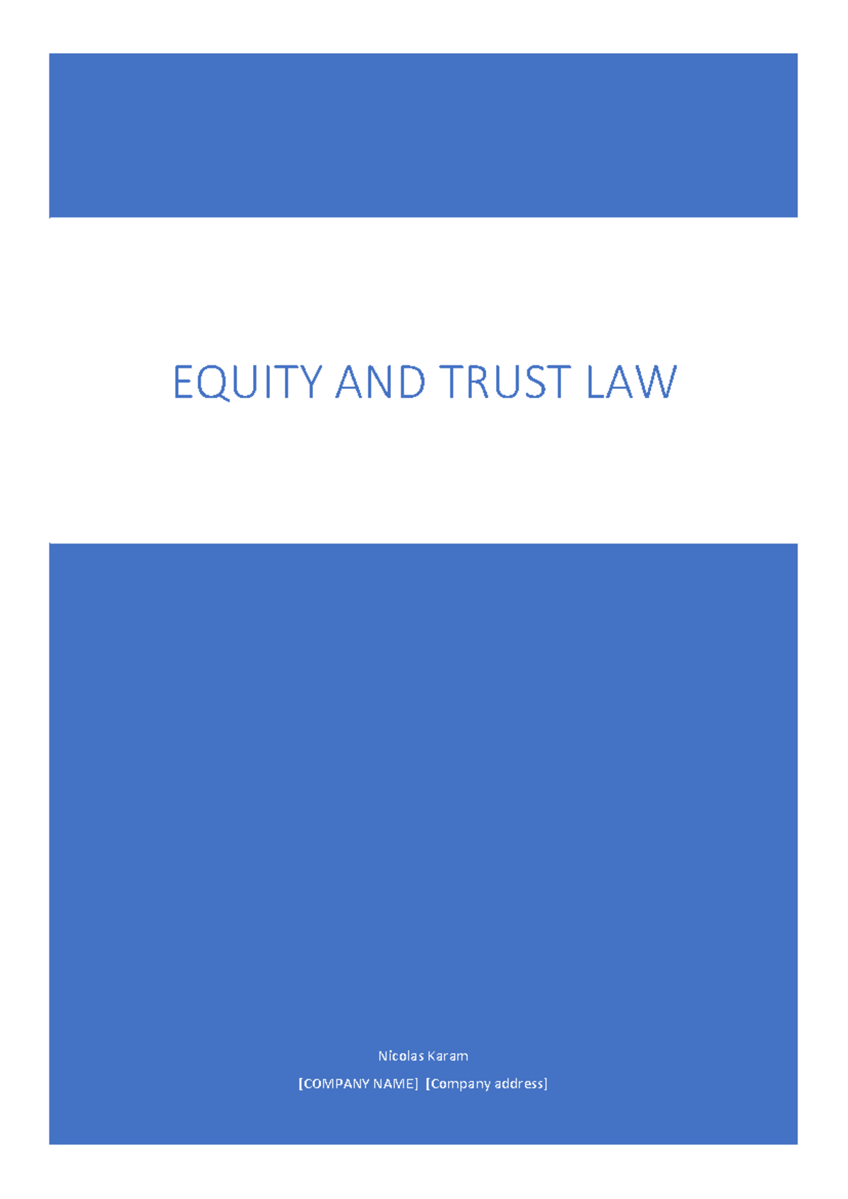 EQUITY AND TRUST LAW: Exam Slides for Course Code [EQT101] - Studocu
