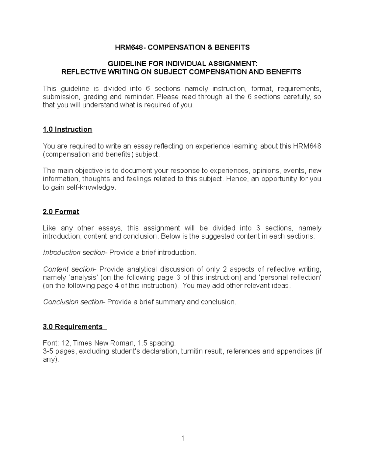 HRM648 - Guideline for Individual assignment - HRM648- COMPENSATION ...