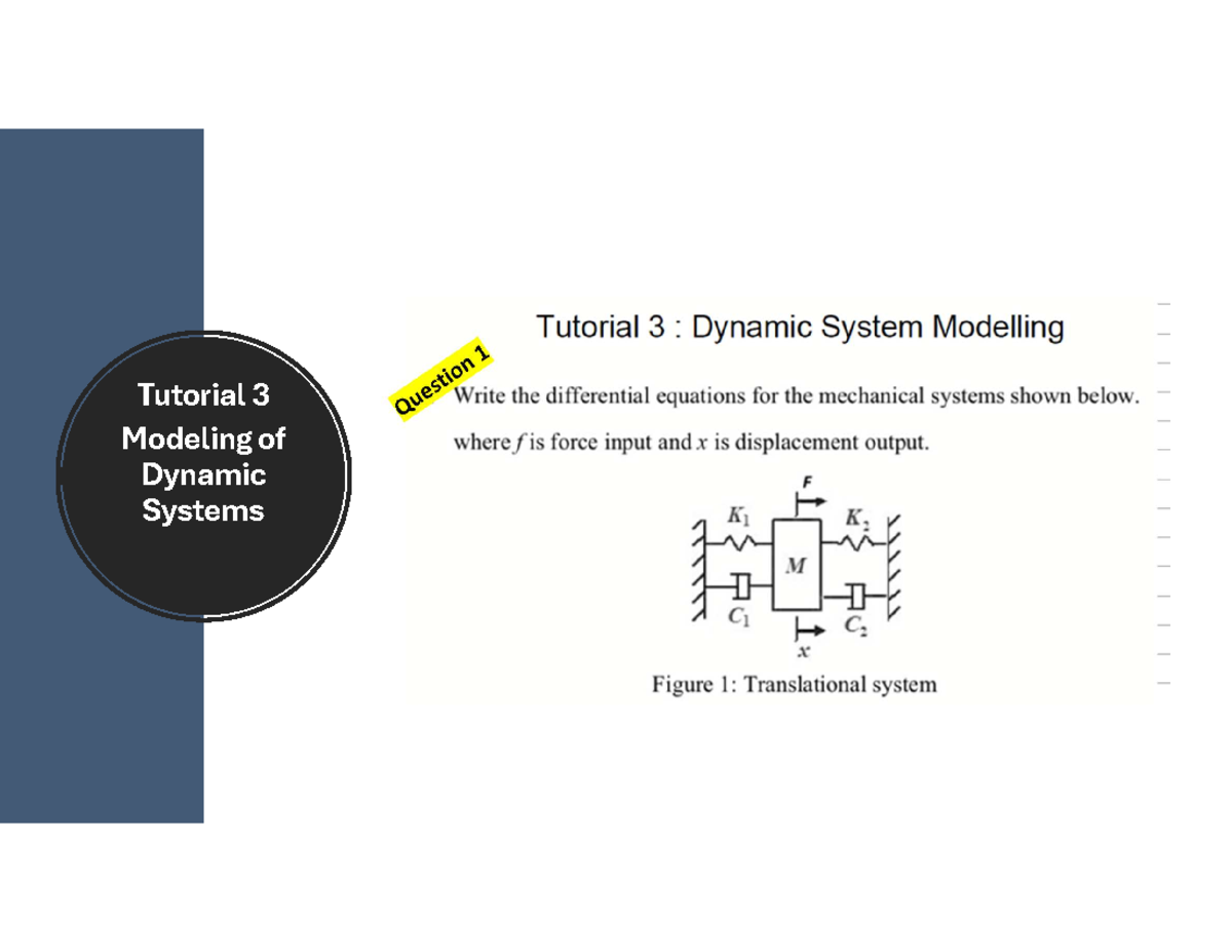 Tutorial 3: Modeling Dynamic Systems in MA3005 Sem 2 AY25-26 - Studocu