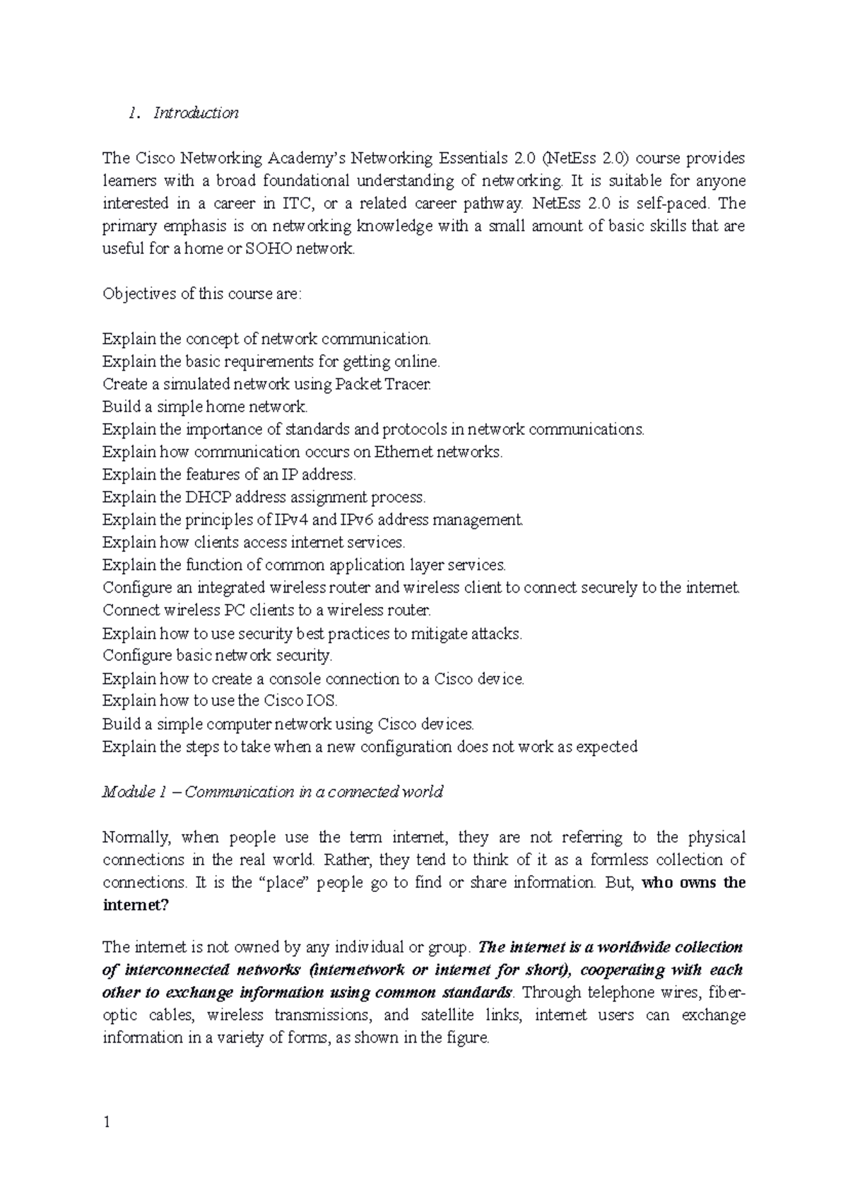 Networking Essentials 1 Introduction Th The Cisco Networking Academy