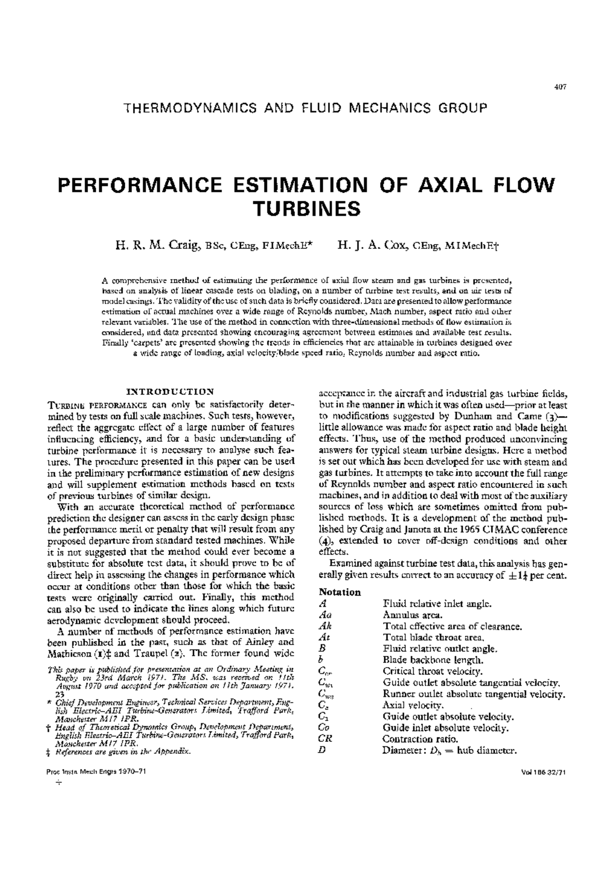 Performance Estimation Method for Axial Flow Turbines (ENGR 101 ...